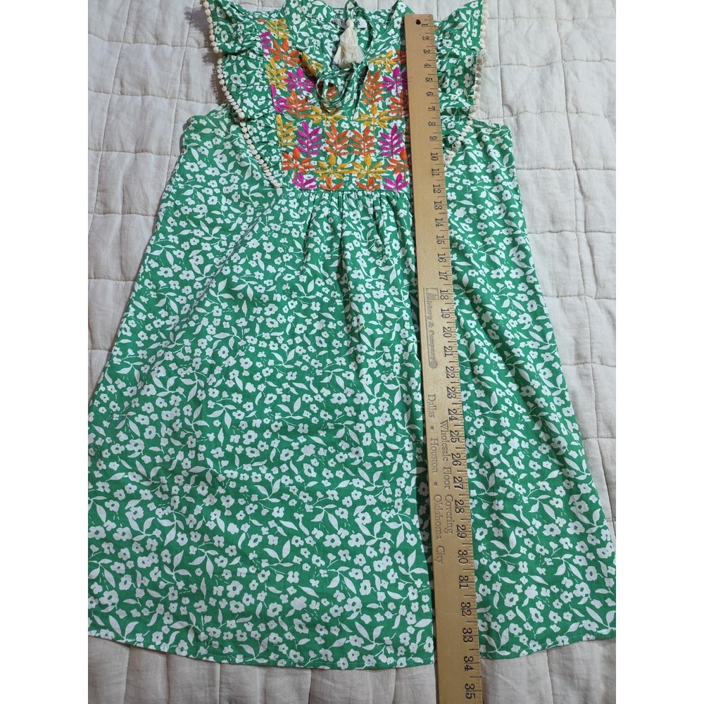 THML Classic 100% Cotton Trish Dress‎ Women's Size S Green/White Embroidered - Picture 8 of 10